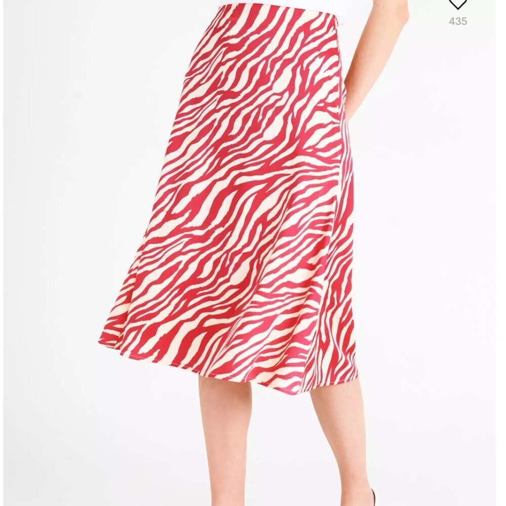 Michael Michael Kors Women's Midi Skirt Zebra Print Sz 16 Pink White $125 NWT